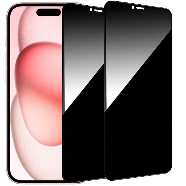 2-Pack iPhone 15 Plus / 15 Pro Max Sekretessskärmskydd - Härdat Glas, Anti-Spy, Privacy Skärmskydd