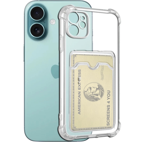 Transparent iPhone 16 Plus Skal med Korthållare och Kameraskydd - Extra Stöttåligt