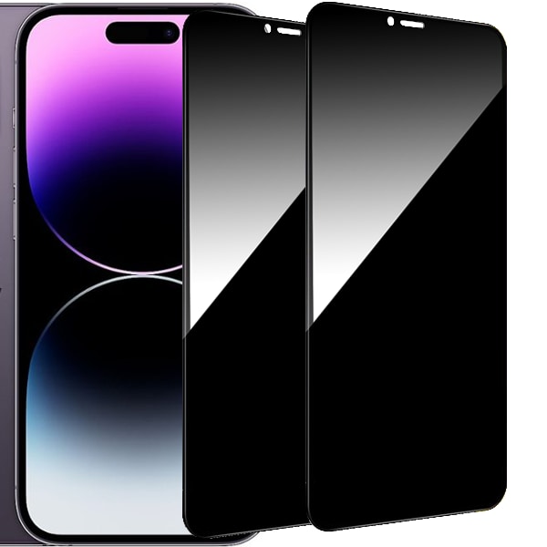 2-Pack iPhone 14 Pro Sekretessskärmskydd - Härdat Glas, Anti-Spy, Privacy Skärmskydd