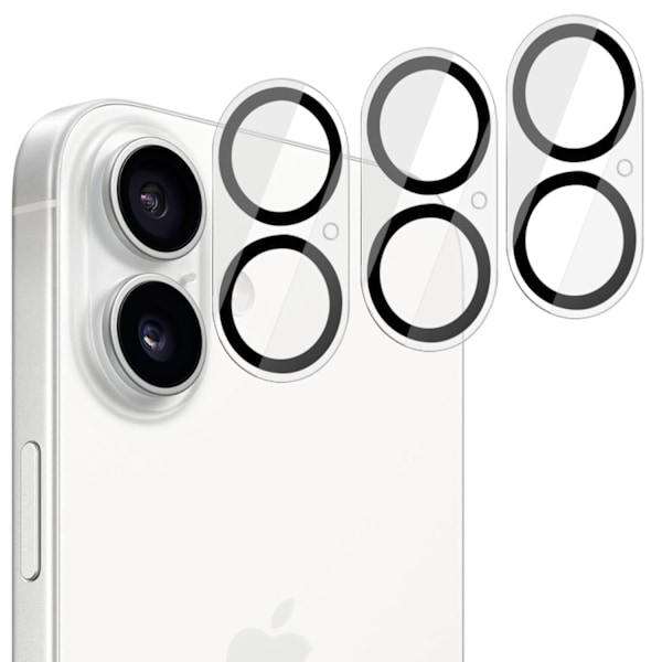 [3-Pack] iPhone 16 Plus Linsskydd av Härdat Glas - Skydd för Kamera, Anti-Reptåligt