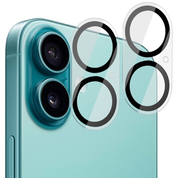 [2-Pack] iPhone 16 Plus Linsskydd av Härdat Glas - Skydd för Kamera, Anti-Reptåligt