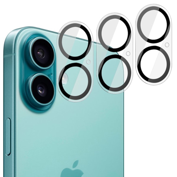 [3-Pack] iPhone 16 Plus Linsskydd av Härdat Glas - Skydd för Kamera, Anti-Reptåligt