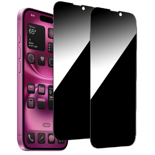 2-Pack iPhone 16 Pro Max Privacy / Sekretessskärmskydd - Härdat Glas, Anti-Spy Privat Skydd
