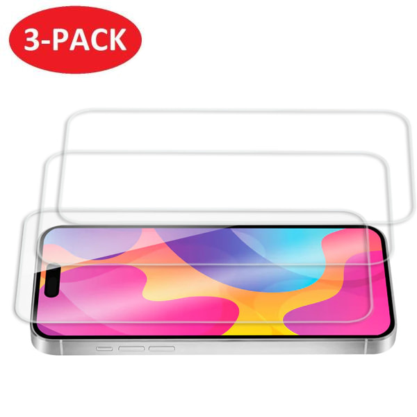 3-Pack - iPhone 15 Plus skjermbeskytter i herdet glass