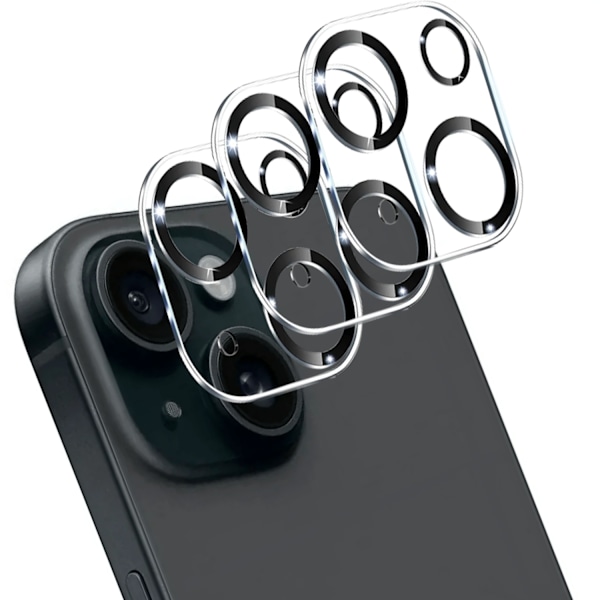 [3-Pack] iPhone 15 Plus Linsskydd av Härdat Glas - Skydd för Kamera, Anti-Reptåligt