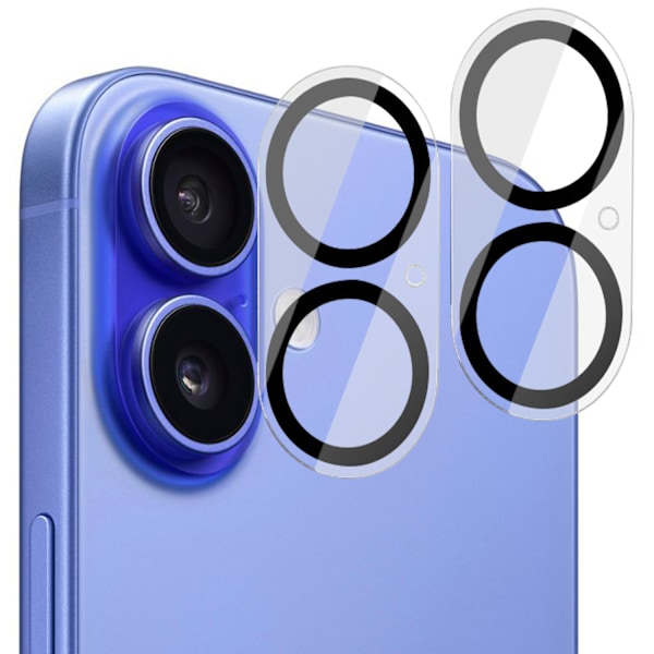 [2-Pack] iPhone 16 Plus Linsskydd av Härdat Glas - Skydd för Kamera, Anti-Reptåligt