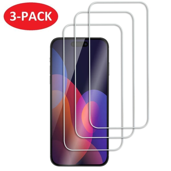 3-Pack - iPhone 15 Skärmskydd i Härdat Glas