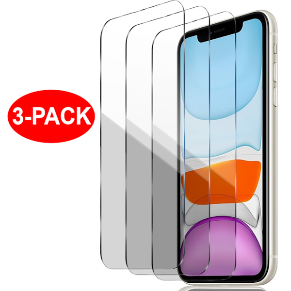 3-Pack - iPhone 11 / XR Härdat Glas Skärmskydd