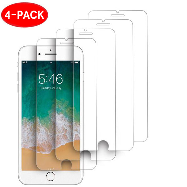 4-Pack iPhone 6/7/8/SE Extra Hårt Transparent Härdat Glas