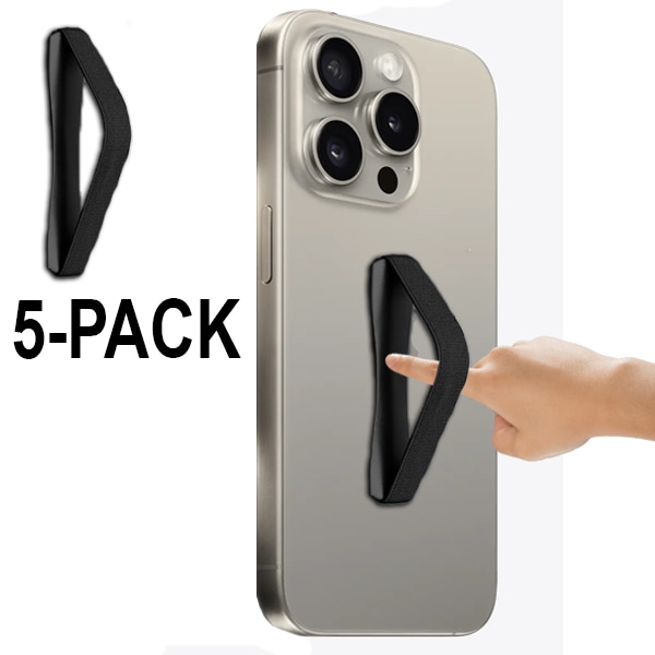 5-Pack Svarta Mobilhållare - Mobilringar och Grepp för iPhone, Samsung, och Android