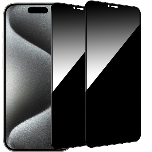 2-Pack iPhone 15 Sekretessskärmskydd - Härdat Glas, Anti-Spy, Privacy Skärmskydd