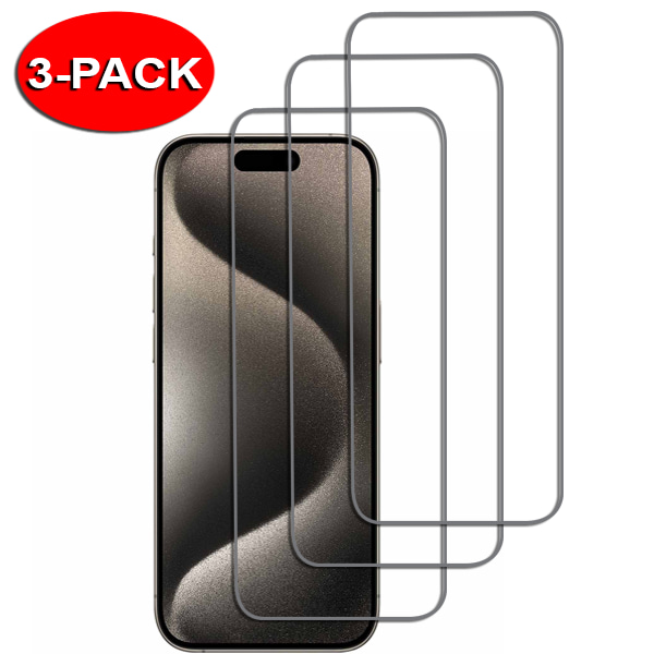 3-Pack iPhone 15 Pro Max / 15 Plus Härdat Glas Skärmskydd - Transparent