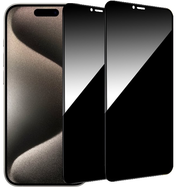 2-Pack iPhone 15 Plus / 15 Pro Max Sekretessskärmskydd - Härdat Glas, Anti-Spy, Privacy Skärmskydd