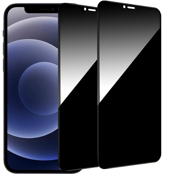 2-Pack iPhone 12 / 12 Pro Sekretessskärmskydd - Härdat Glas, Anti-Spy, Privacy Skärmskydd