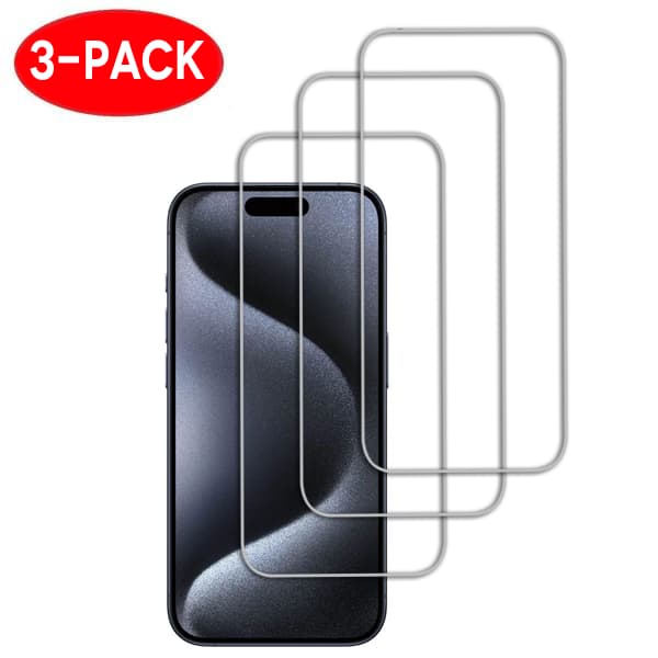 3-Pack - iPhone 15 Plus skjermbeskytter i herdet glass