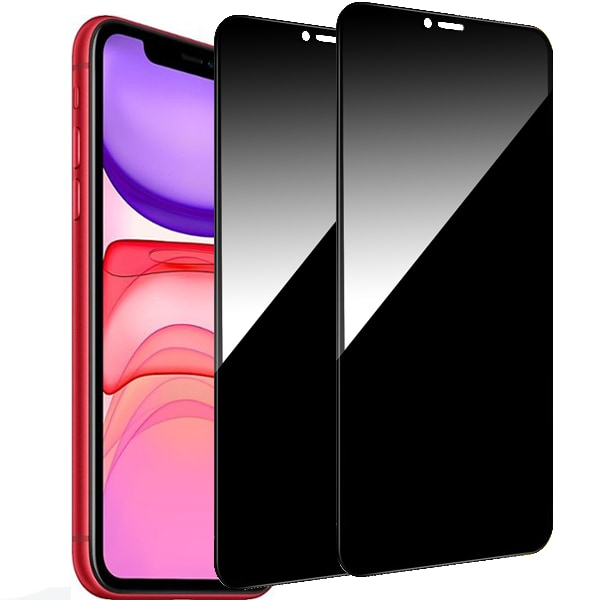 2-Pack iPhone 11 / XR Sekretessskärmskydd - Härdat Glas, Anti-Spy, Privacy Skärmskydd