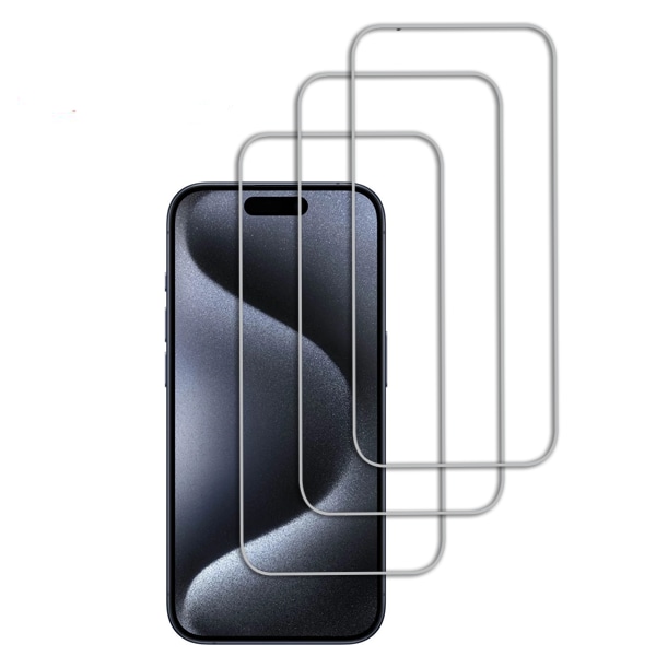 3-Pack - iPhone 15 Pro skjermbeskytter i herdet glass