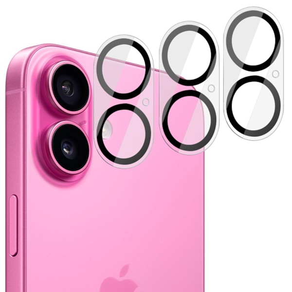 [3-Pack] iPhone 16 Linsskydd av Härdat Glas - Skydd för Kamera, Anti-Reptåligt