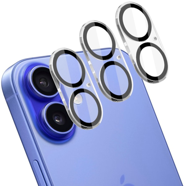 [3-Pack] iPhone 16 Linsskydd av Härdat Glas - Skydd för Kamera, Anti-Reptåligt