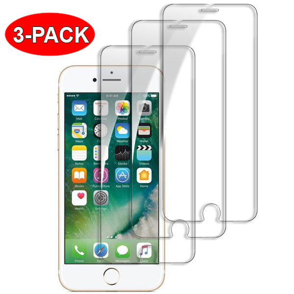3 kpl Tempered Glass iPhone 6/7/8/SE - Näytön suojakalvo Transparent