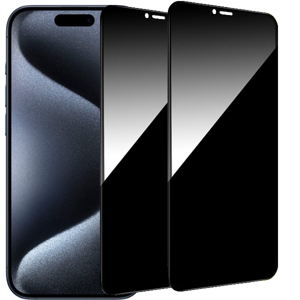 2-Pack iPhone 15 Pro Max Sekretessskärmskydd - Härdat Glas, Anti-Spy, Privacy Skärmskydd