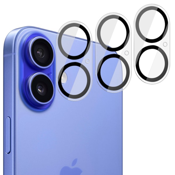 [3-Pack] iPhone 16 Plus Linsskydd av Härdat Glas - Skydd för Kamera, Anti-Reptåligt