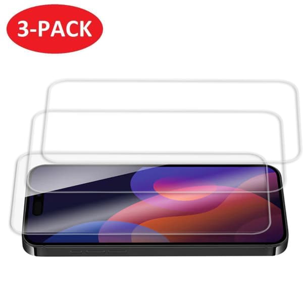 3-Pack - iPhone 15 Pro Max Skärmskydd i Härdat Glas