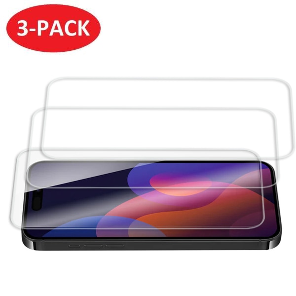 3-Pack - iPhone 15 Pro Skärmskydd i Härdat Glas