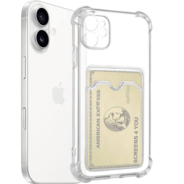 Transparent iPhone 16 Plus Skal med Korthållare och Kameraskydd - Extra Stöttåligt