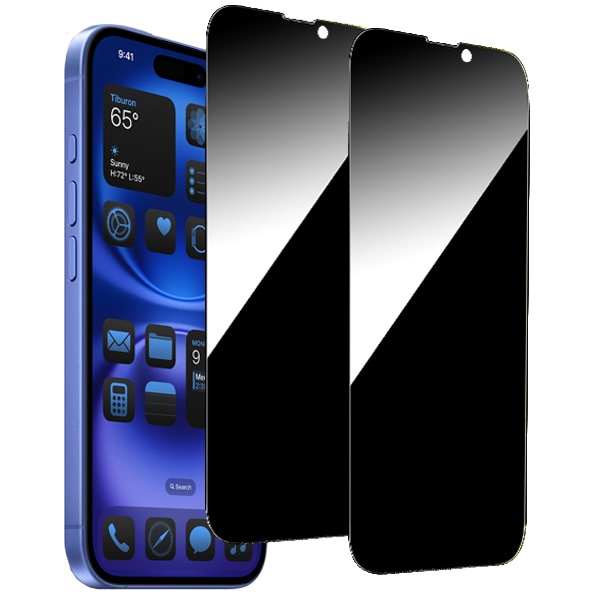 2-Pack iPhone 16 Plus Privacy / Sekretessskärmskydd - Härdat Glas, Anti-Spy Privat Skydd