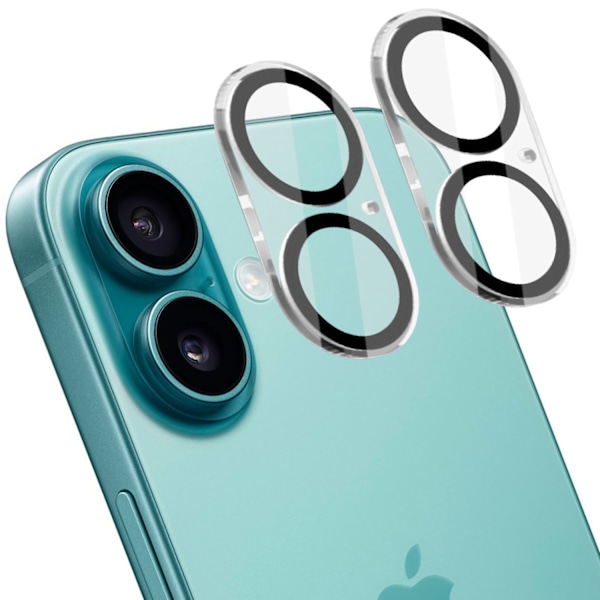[2-Pack] iPhone 16 Plus Linsskydd av Härdat Glas - Skydd för Kamera, Anti-Reptåligt