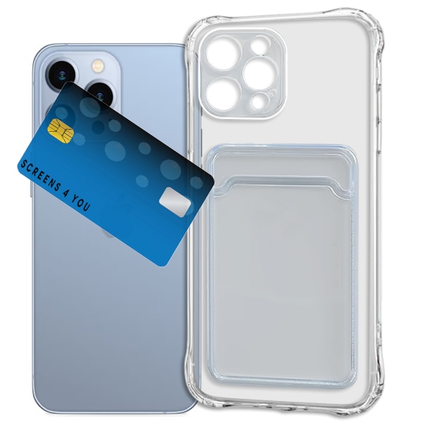 Transparent iPhone 13 Pro Skal med Korthållare och Kameraskydd - Extra Stöttåligt