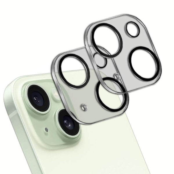 2-Pack linsebeskyttelse for iPhone 15-kamera i herdet glass