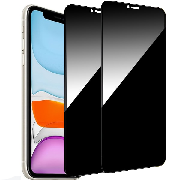 2-Pack iPhone 11 / XR Sekretessskärmskydd - Härdat Glas, Anti-Spy, Privacy Skärmskydd