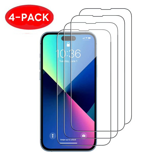 4-Pack iPhone 14 Pro Extra Hårt Transparent Härdat Glas
