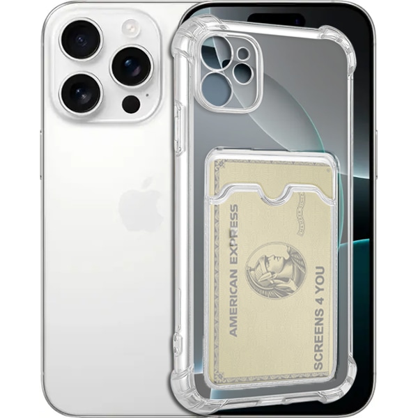 Transparent iPhone 16 Pro Skal med Korthållare och Kameraskydd - Extra Stöttåligt