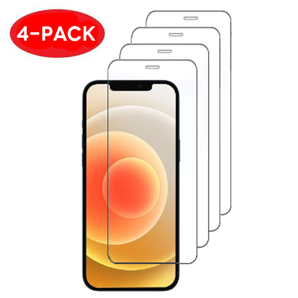 4-Pack iPhone 12 / 12 Pro Extra Hårt Transparent Härdat Glas