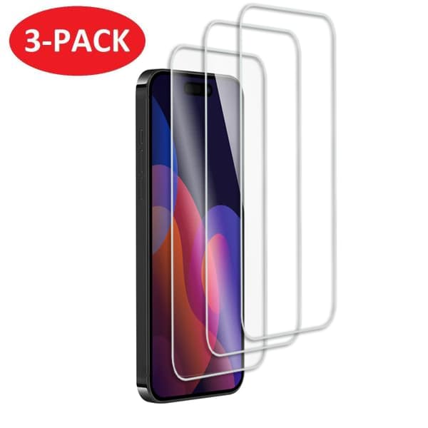 3-Pack - iPhone 15 skjermbeskytter i herdet glass