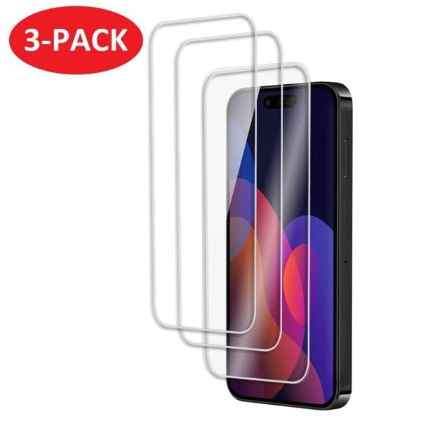 3-Pack - iPhone 15 Skärmskydd i Härdat Glas