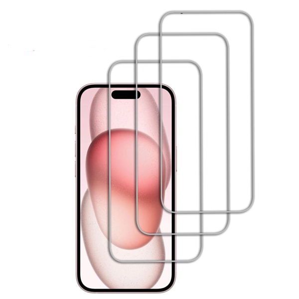 3-Pack - iPhone 15 Pro skjermbeskytter i herdet glass