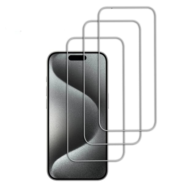 3-Pack - iPhone 15 Pro skjermbeskytter i herdet glass