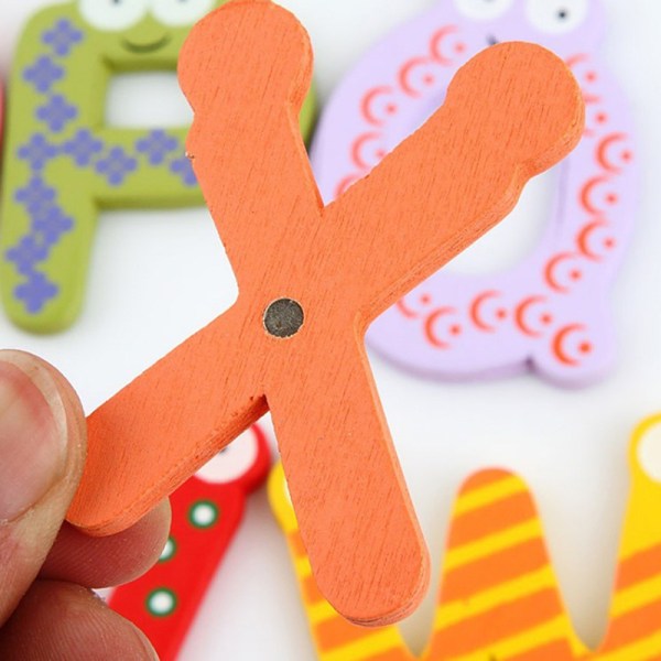 26 bokstäver barn trä alfabetet kylskåp magnet pedagogiska