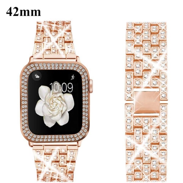 Klockarmband i metall med diamanter för Apple Watch gold 42mm