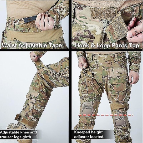 Herr Combat Cargo Byxor Med Knäskydd Airsoft Tactical Trousers Multicam Cp Gen3 Camouflage Army Work Byxa Tack!! CP XL CP XL