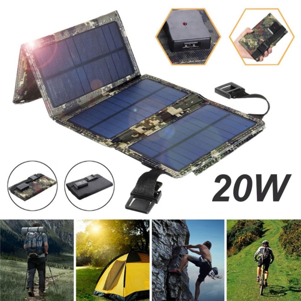 20W Folding Solcells Charger Mobil Power Bank Solpaneler