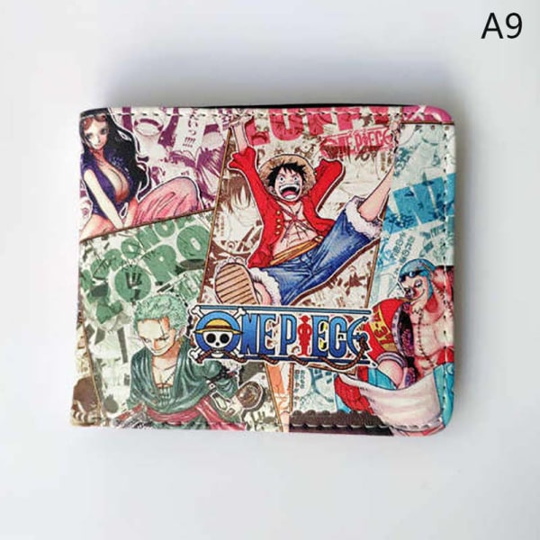 Anime One Piece PU-plånbok för kvinnor män Tecknad Zoro Luffy Ace A9