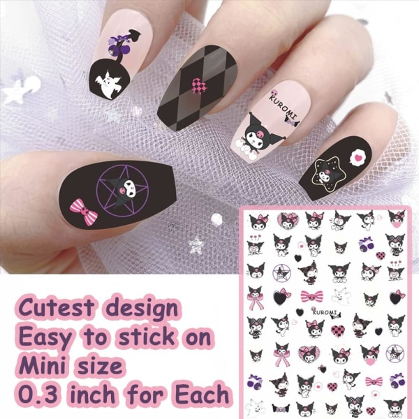 6 st 3D små nail art , Kawaii-tillbehör, små söta nagelklistermärken för flickor och kvinnor, rosa nageltillbehör, nagelklistermärken för barn