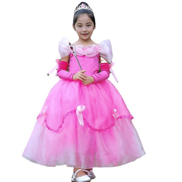 Rosa prinsessklänning Rosa Tutu-klänning för barn Klänning Show-klänning Halloween 140-sleeve