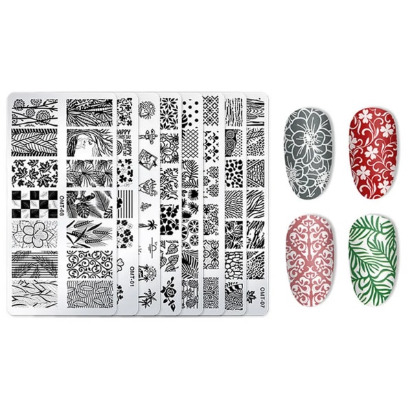 10 st/ set självhäftande blommor geometriskt mönster utskrift Nail Art Tools