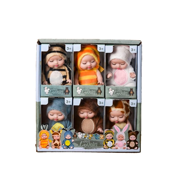 Princess Barbie Barnleksaker 6 Mini Sleep Rebirth Dolls Set Girl Gift
